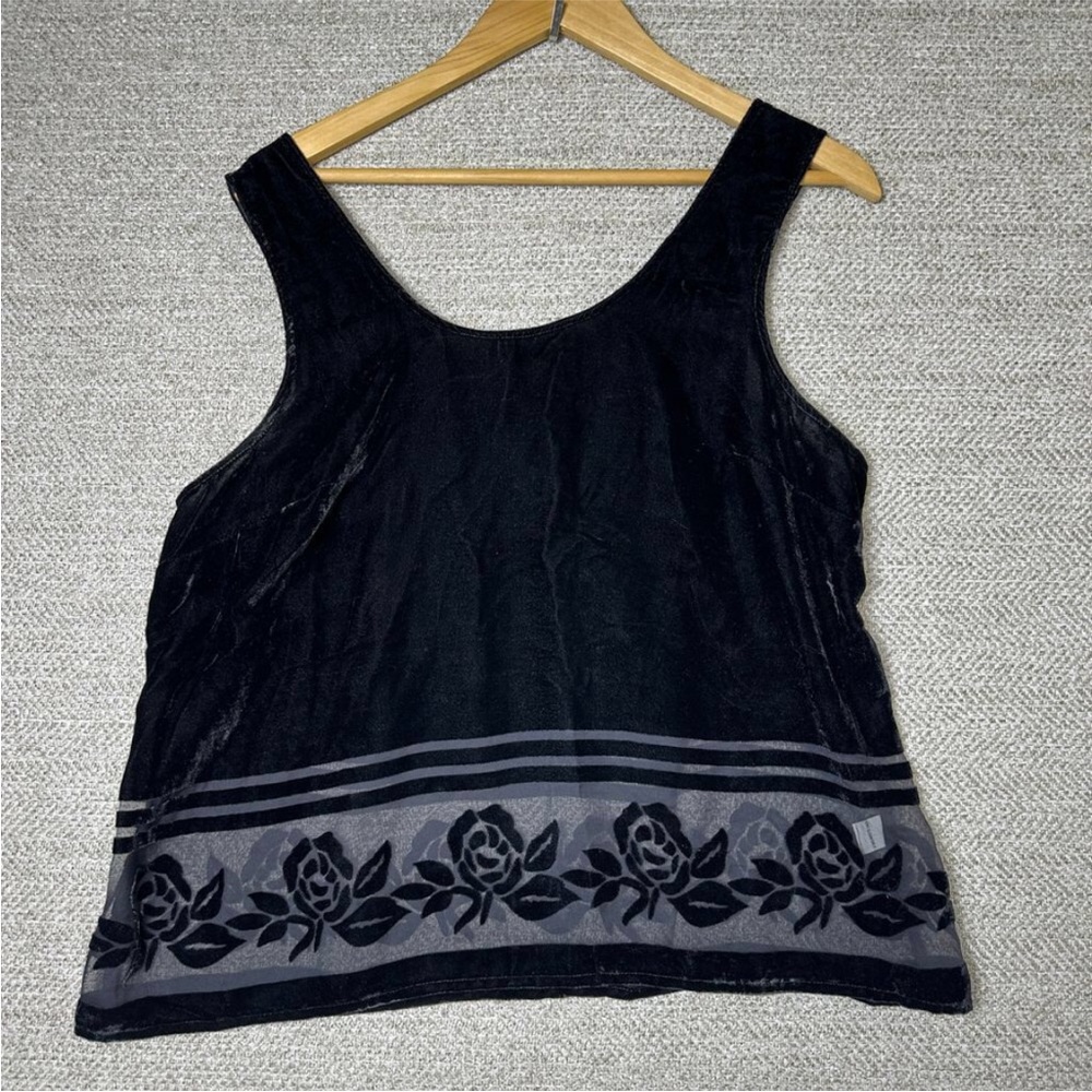 MADE for impulse black velvet tank with sheer floral design. Never worn. Size M
